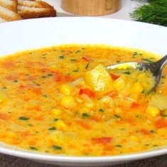 Сырный суп с кукурузой